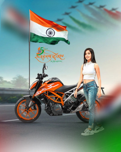 15 August Independence Day CB Bike Background Girl