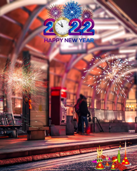 2022 Happy New Year Background for Editing Photoshop CB