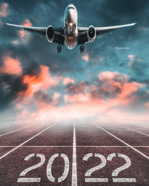 2022 Happy New Year Background For Editing With Airplane