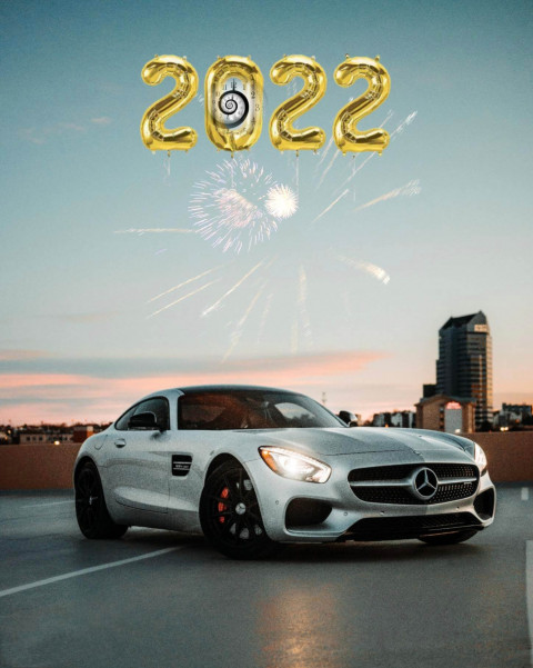 2022 Happy New Year Background for Editing with Car