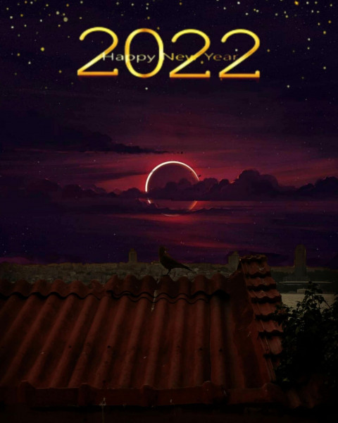 2022 Happy New Year Editing Background Night With House