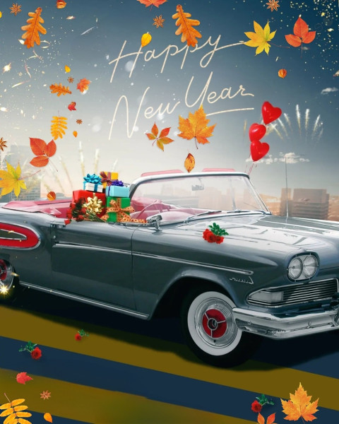 2025 CB CAr Photo Editing Background For Happy New Year