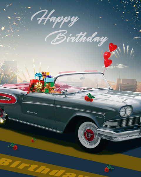 2023 Happy New Year CB Car Background For Editing