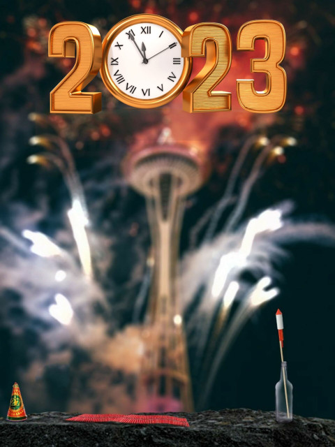 2023 Happy New Year Fireworks Blur Background For Snapseed