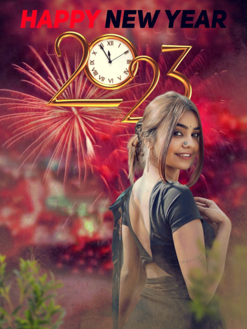2023 Photo Editing Happy New Year HD Background With Girl