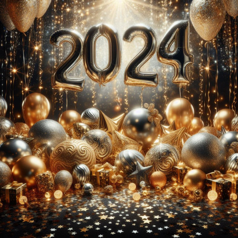 2024 Happy New Year Ballon Images For Whatsapp Status Dp Photo HD