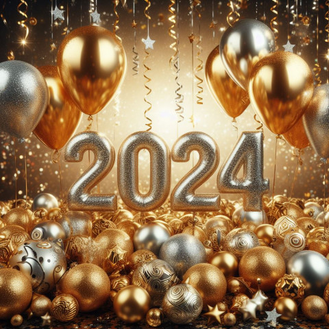 2024 Happy New Year Ballon Images For Whatsapp Status Dp Photo HD