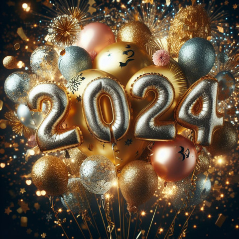 2024 Happy New Year Ballon Images For Whatsapp Status Dp Photo HD