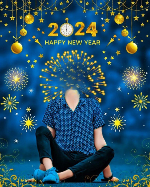 2024 Happy New Year Cb Background Face Cut Boy Photo