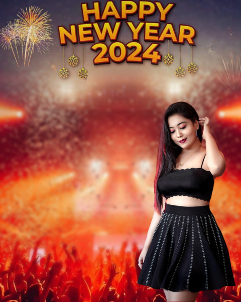 2024 Happy New Year CB PicsArt Background Girl In Black Dress Free