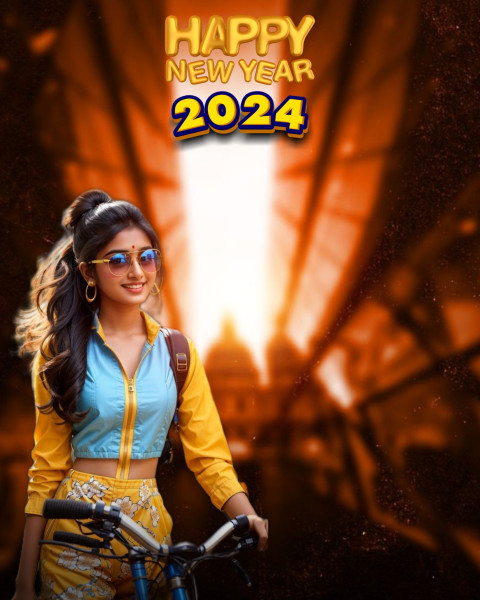 2024 Happy New Year CB PicsArt Light Background Girl Download Free