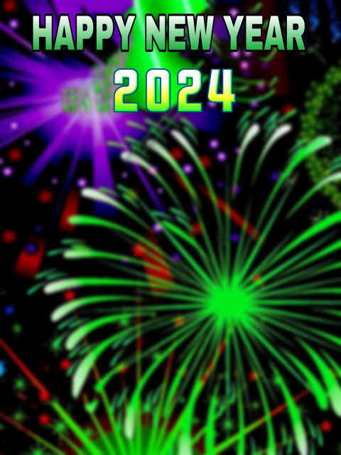 2024 Happy New Year Green Firework Background Free Download