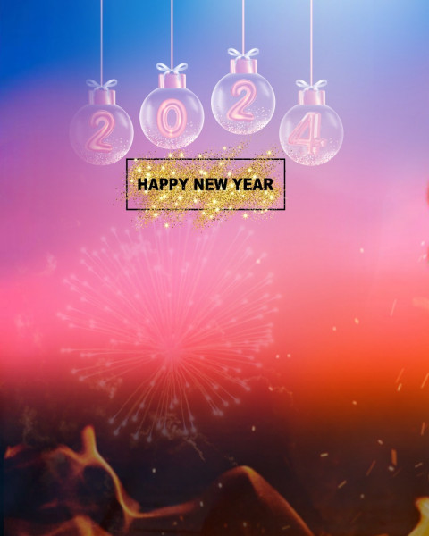 2024 Happy New Year Photo Background Photoshop Image