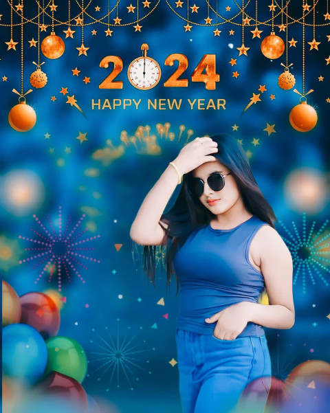 2024 New Year Background CB Images With Cute Girl Photo For Editing