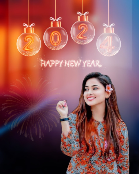 2024 New Year Girl Photo Editing CB Background Free