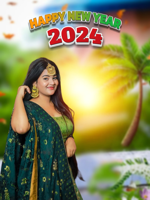 2024 New Year Wallpaper With Girl For Blur Photoshop Editing