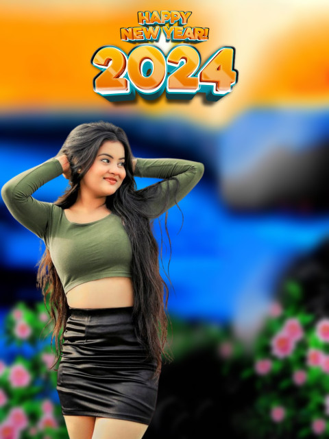 2024 New Year Wallpaper With Girl For Photoshop Editing