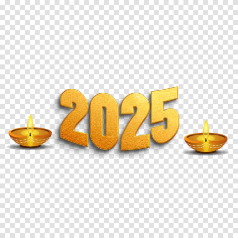2025 Golden color number text PNG transparent image download