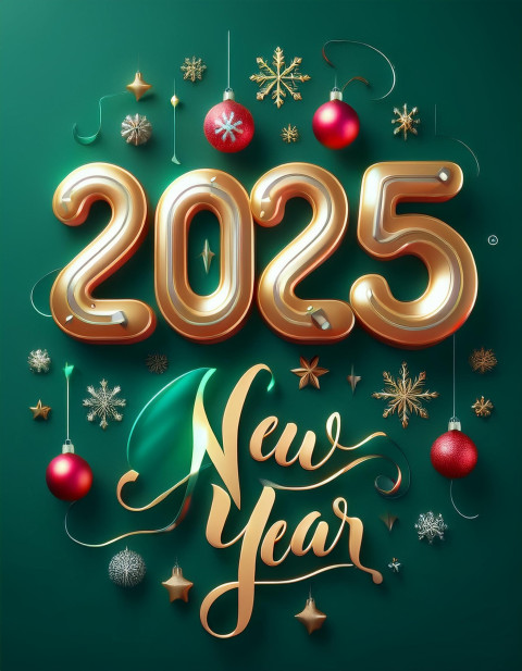 2025 Happy New Year Card With Classic Holiday Cb Background