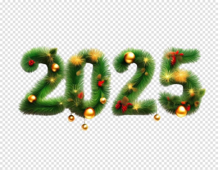 2025 Png Transparent With Christmas Ornaments And Baubles