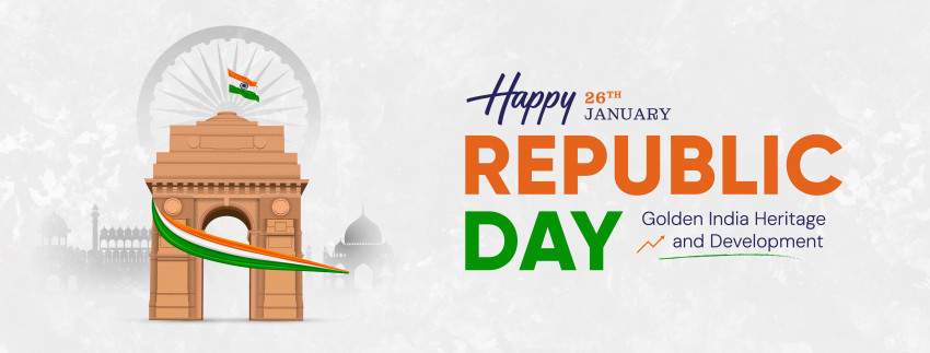 26 January Republic Day Poster With Ashoka Chakra And Tricolor