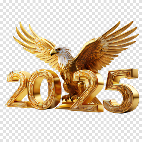 3d Gold Eagle And 2025 Happy New Year Png Transparent