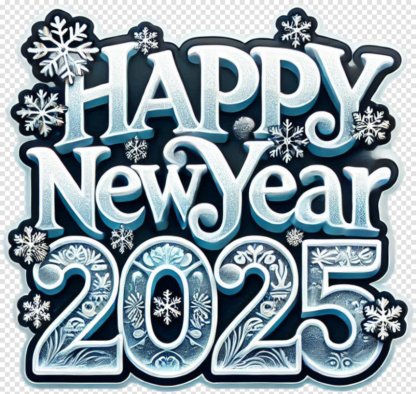 3d Happy New Year 2025 Text Png With Shadow Effects