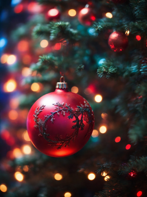 A Colseup For A Red Christmas Ball Wallpaper HD Background CB