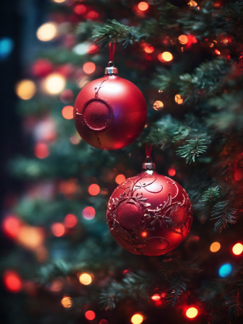 A Colseup For A Red Christmas Ball Wallpaper HD Background CB Pic