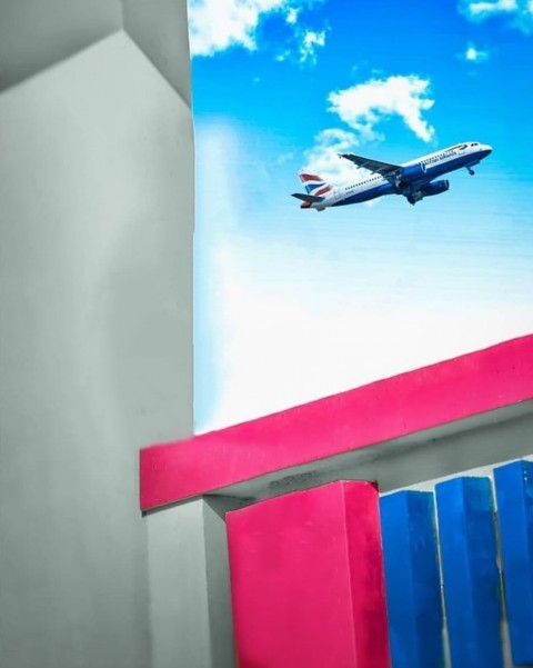 Airplane Cb Background with Blue Sky