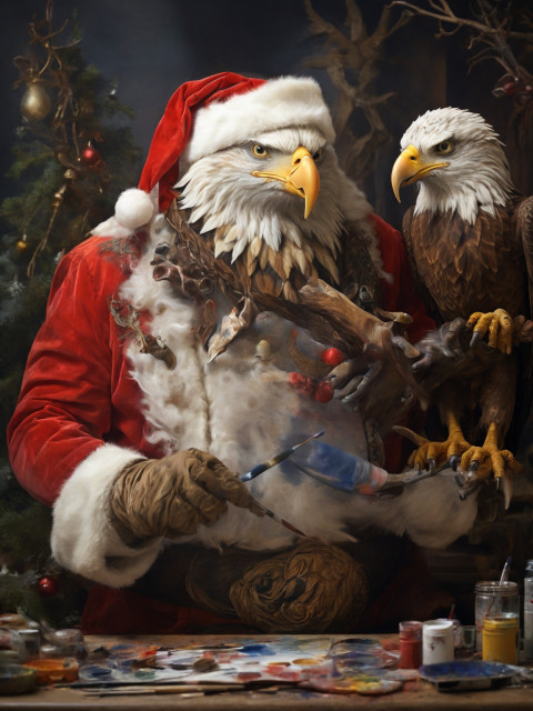 An Eagle Dressed like Santa Claus Background HD Wallpaper Image