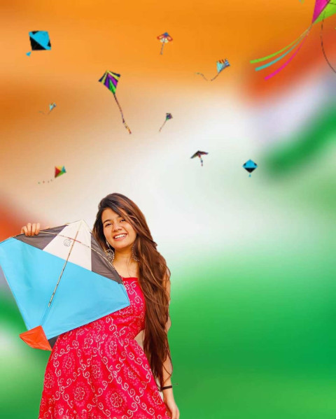 Beautiful Girl Happy Makar Sankranti Festival CB Background Free Stock