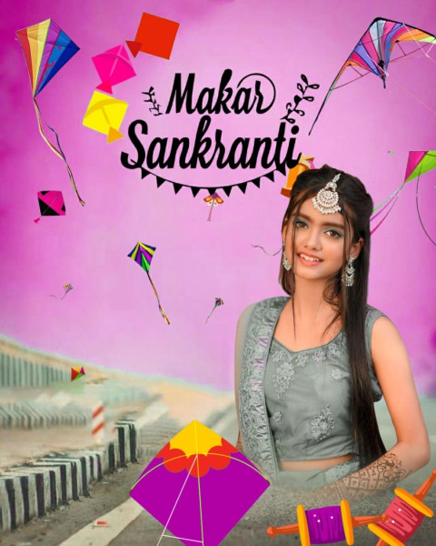 Beautiful Photos Makar Sankranti Cute Girls CB Background