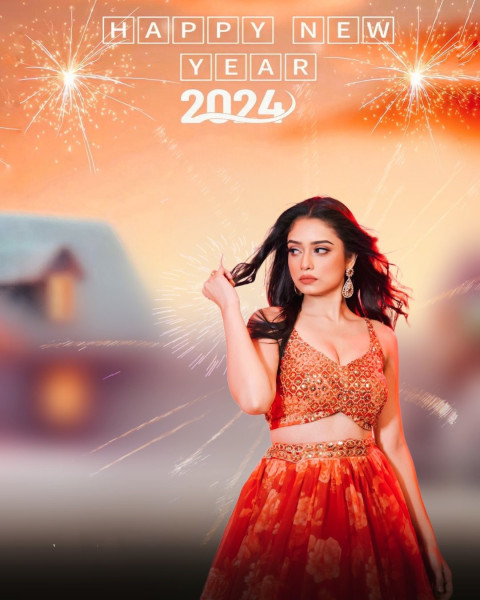 Best Happy New Year 2024 Photo Editing Background With Girl