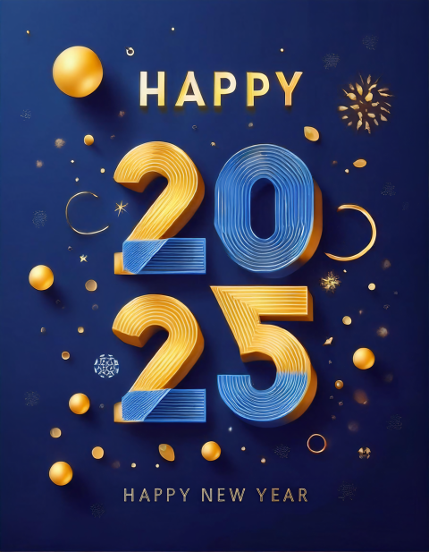 Blue And Gold 2025 New Year Festive Card Background Hd Image