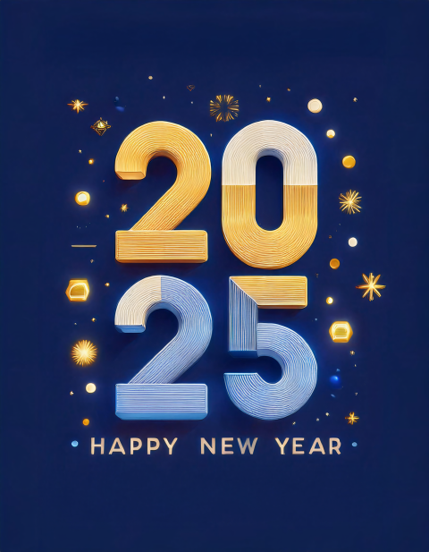 Blue And Gold 2025 New Year Greeting With Stars Image Edit Background