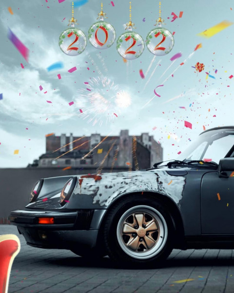 Car Happy New Year 2022 CB PicsArt Editing Background