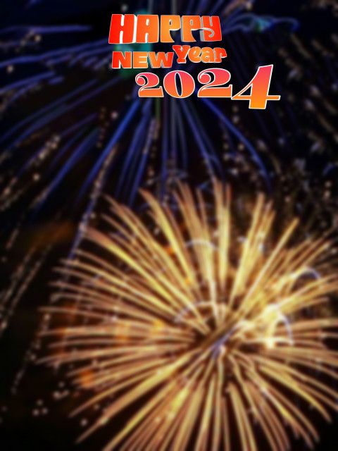 CB Blur Firework New Year 2024 Wallpaper HD Free Light Background