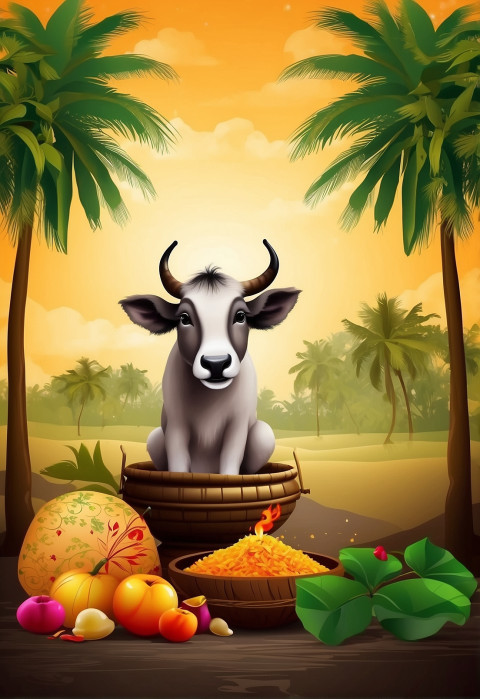 CB Pongal Background Festival Images With Cow Photos