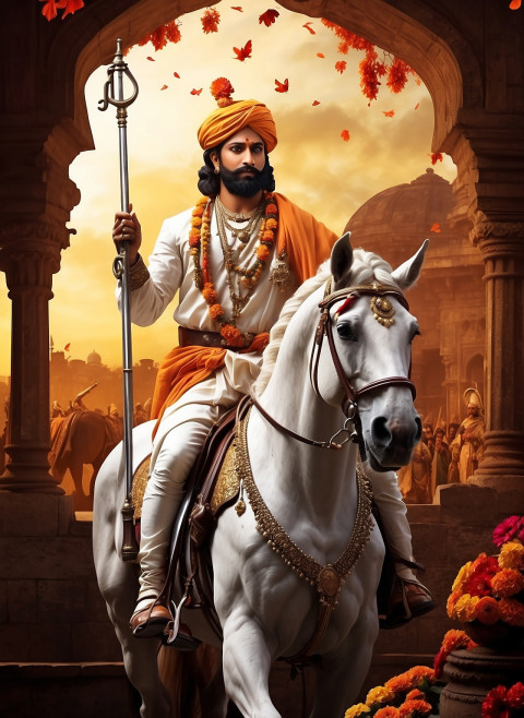 Chhatrapati Shivaji jayanti on horse poster Banner wallpaper hd imagesPic