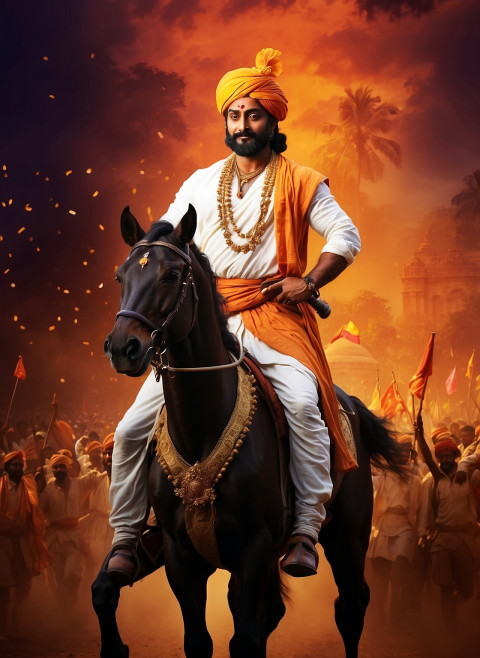 Chhatrapati Shivaji jayanti on running horse poster Banner wallpaper hd Editing