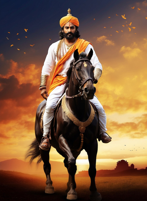 Chhatrapati Shivaji jayanti on running horse poster Banner wallpaper hd images edit
