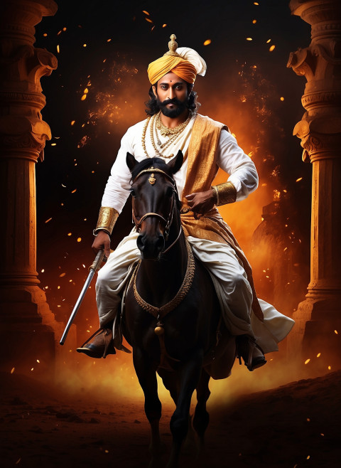 Chhatrapati Shivaji jayanti on running horse poster Banner wallpaper hd images Img