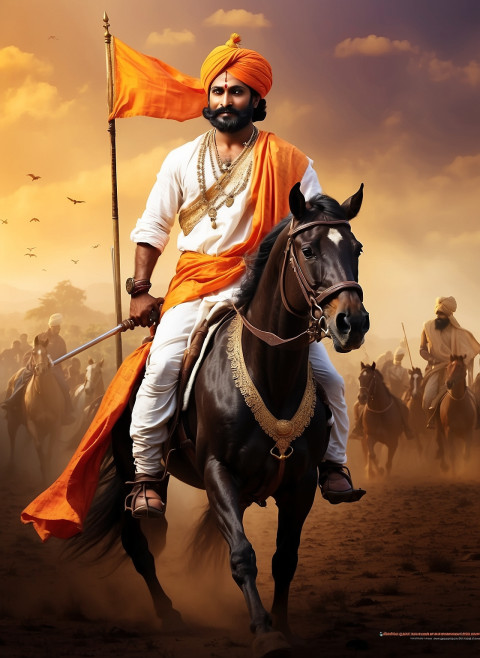 Chhatrapati Shivaji jayanti on running horse poster Banner wallpaper hd images Pic