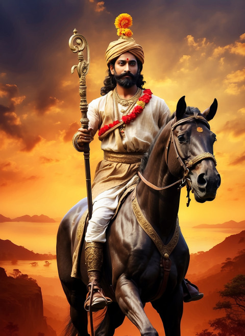 Chhatrapati Shivaji jayanti on running horse poster Banner wallpaper hd images Pics