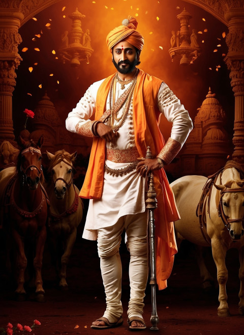 Chhatrapati Shivaji maharaj jayanti full body with horse poster hd wallpaper Pic
