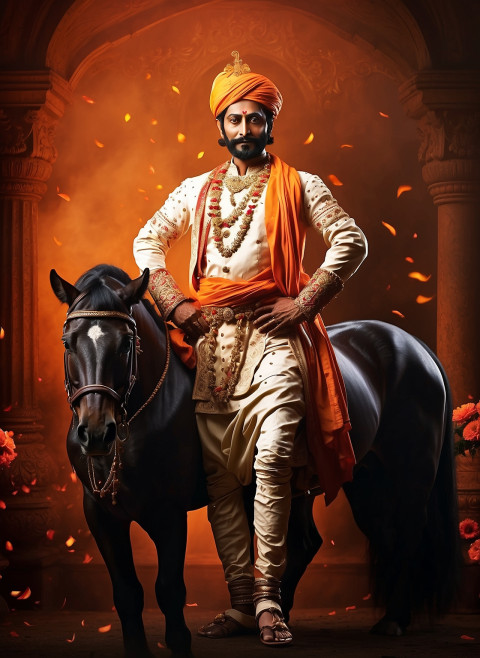 Chhatrapati Shivaji maharaj jayanti full body with horse poster hd wallpapers