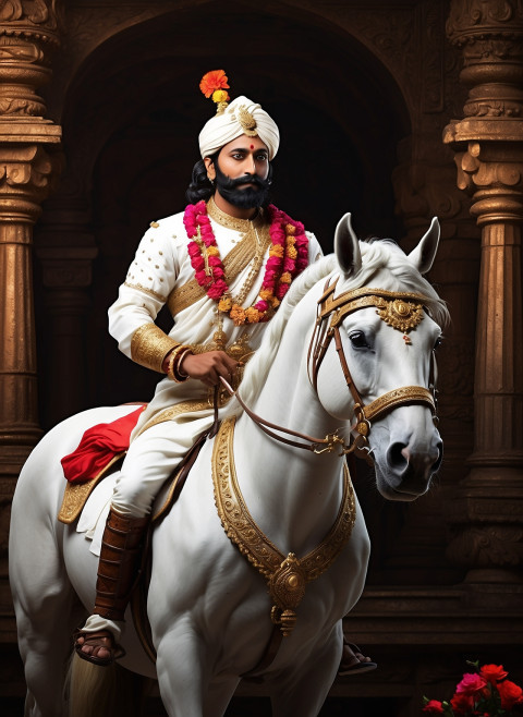 Chhatrapati Shivaji with white horse poster wallpaper hd images  New