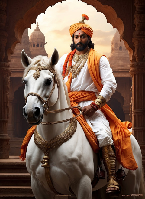 Chhatrapati Shivaji with white horse poster wallpaper hd images