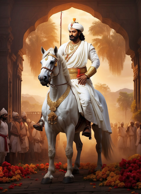 Chhatrapati Shivaji with white horse poster wallpaper hd images Pic